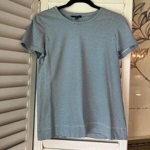 Lafayette 148 Modern Striped Short-sleeve Jersey Cotton Tee